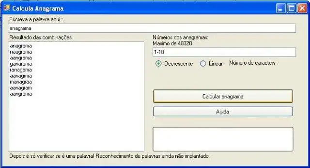 Download web tool or web app Calcula anagrama to run in Windows online over Linux online