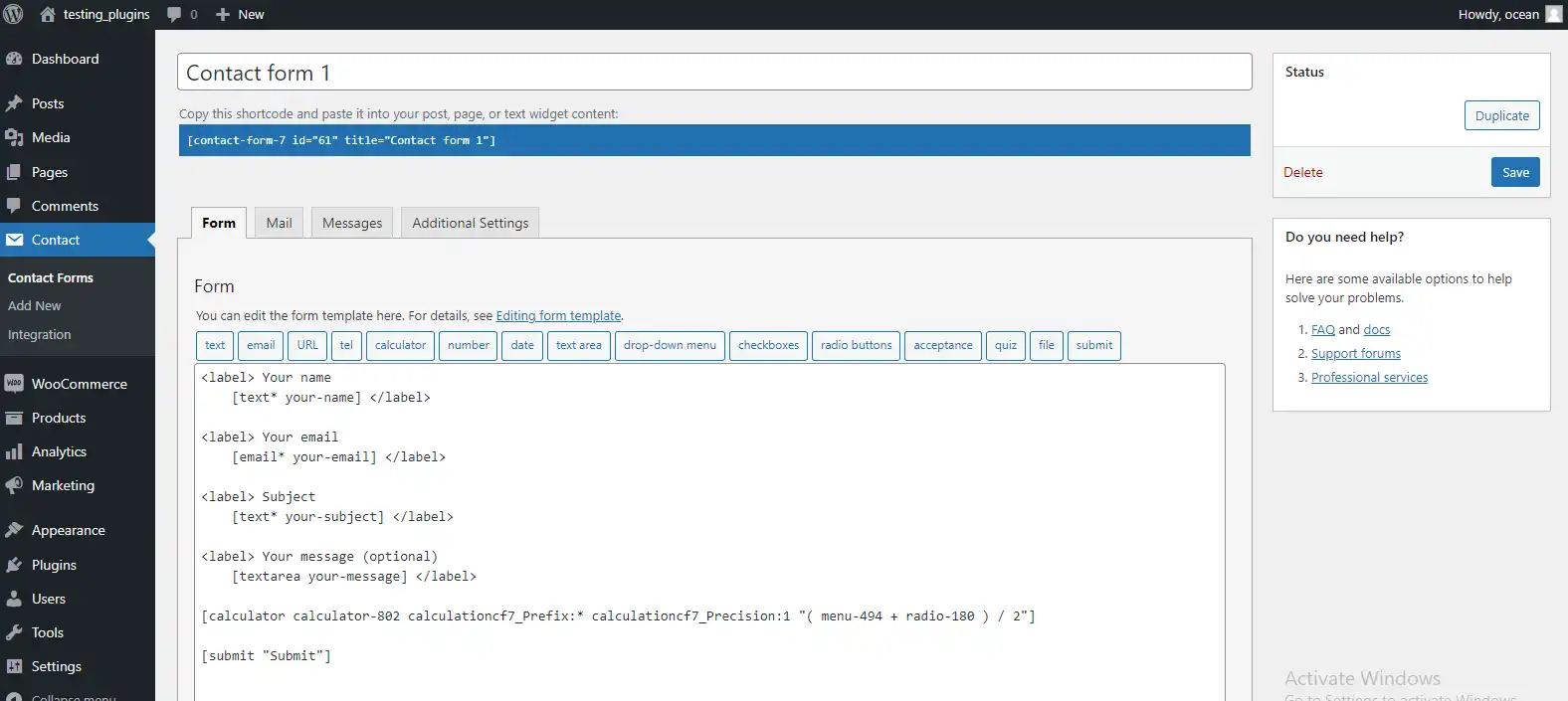 Download web tool or web app Calculation For Contact Form 7