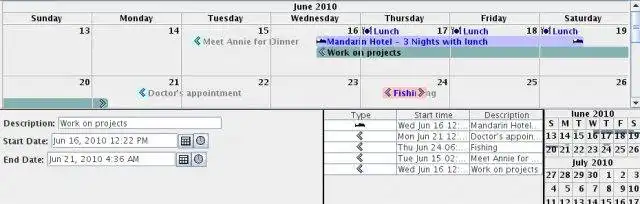 Download web tool or web app Calendar Panel for Java Swing