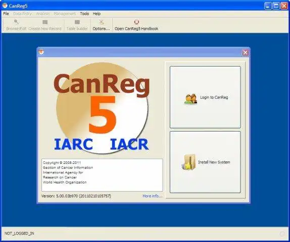 Download web tool or web app CanReg5 (moved to Github) to run in Windows online over Linux online