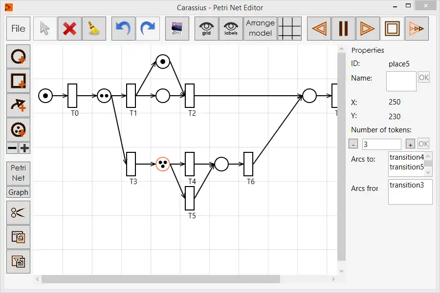 Download web tool or web app Carassius: Simple Petri Net Editor to run in Windows online over Linux online