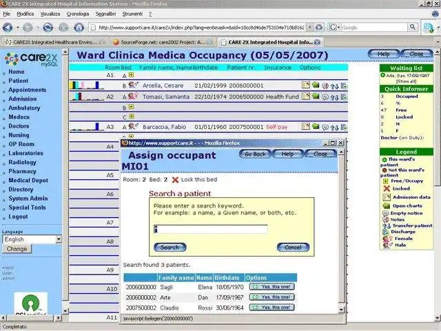 Download web tool or web app CARE2X - Integrated Hospital Info System to run in Windows online over Linux online