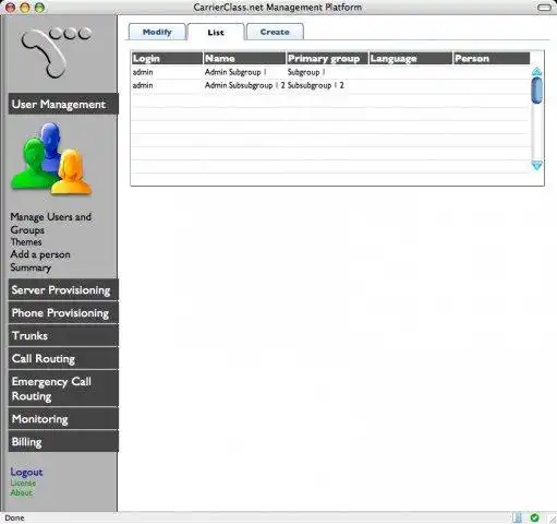 Download web tool or web app CarrierClass.net Large-Scale Open PBX