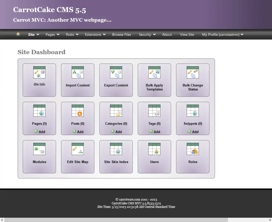 वेब टूल या वेब ऐप CarrotCakeCMS (MVC 5) डाउनलोड करें