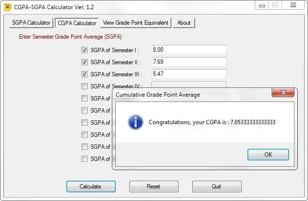 Download web tool or web app CGPA SGPA Calculator