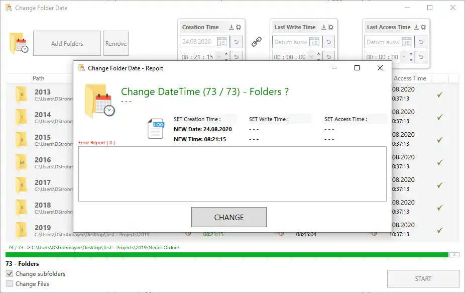 Download web tool or web app Change Folder Date