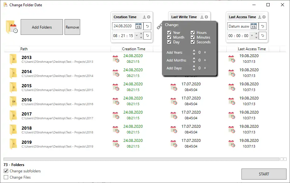 Download web tool or web app Change Folder Date