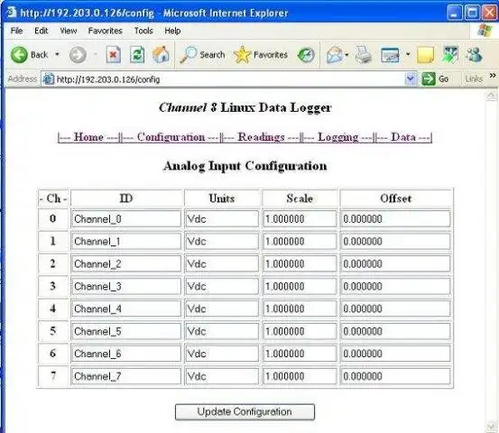 Download web tool or web app Channel 8 Data Logger