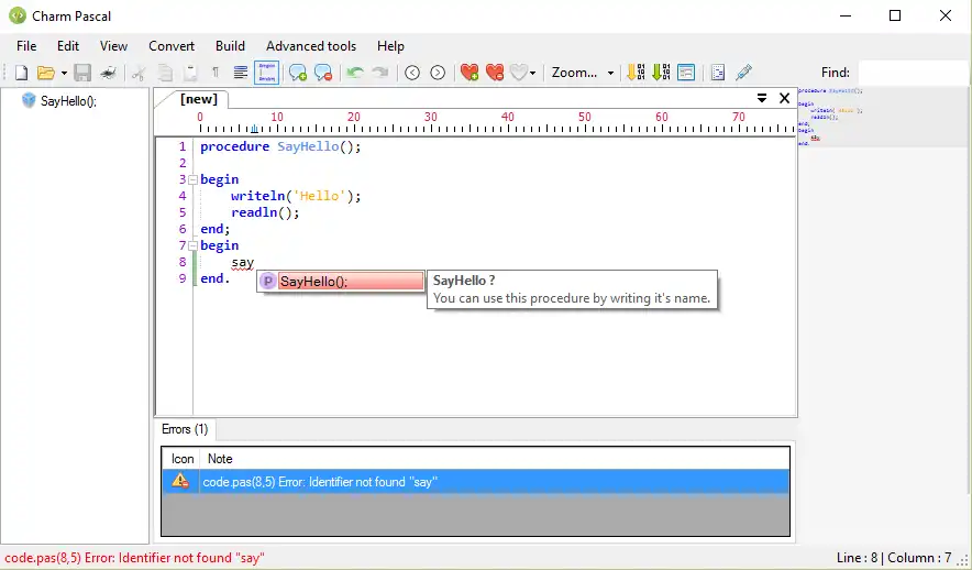 Download web tool or web app Charm Pascal IDE