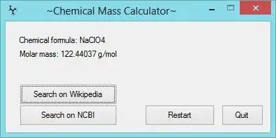 Download web tool or web app Chemical Mass Calculator