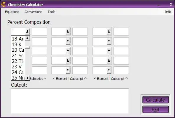 Загрузите веб-инструмент или веб-приложение Chemistry Calculator для работы в Windows онлайн через Linux онлайн