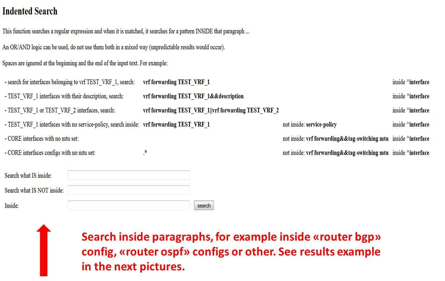 Download web tool or web app Cisco config surfing,parsing,searching to run in Windows online over Linux online