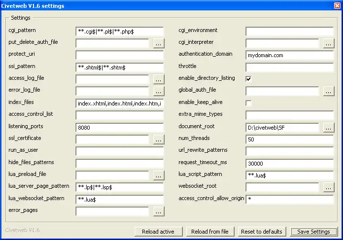 ابزار وب یا وب اپلیکیشن civetweb را دانلود کنید