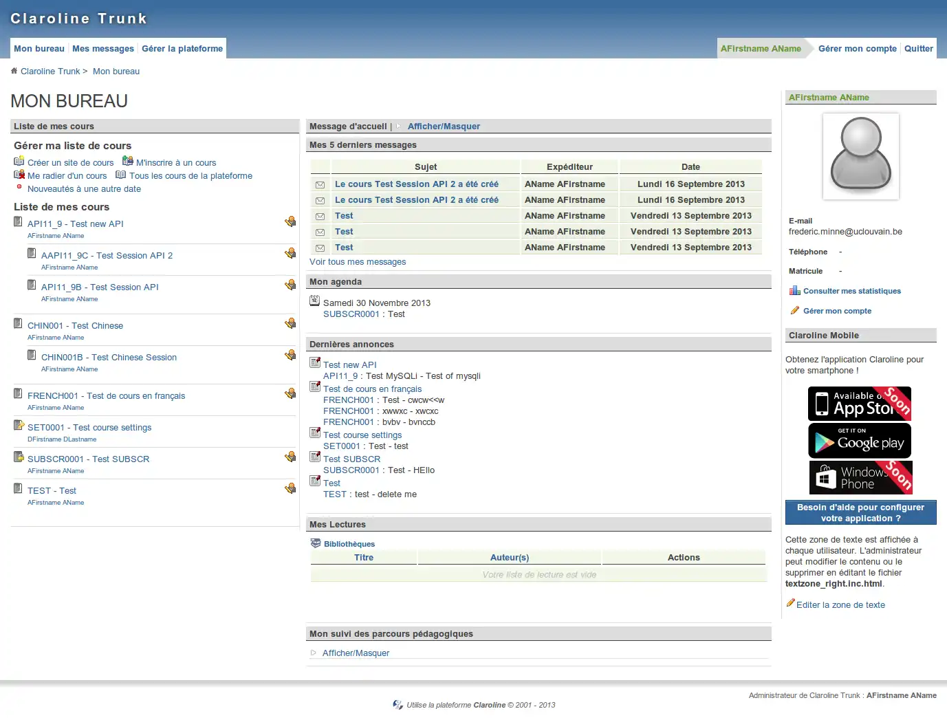 Download web tool or web app Claroline packages