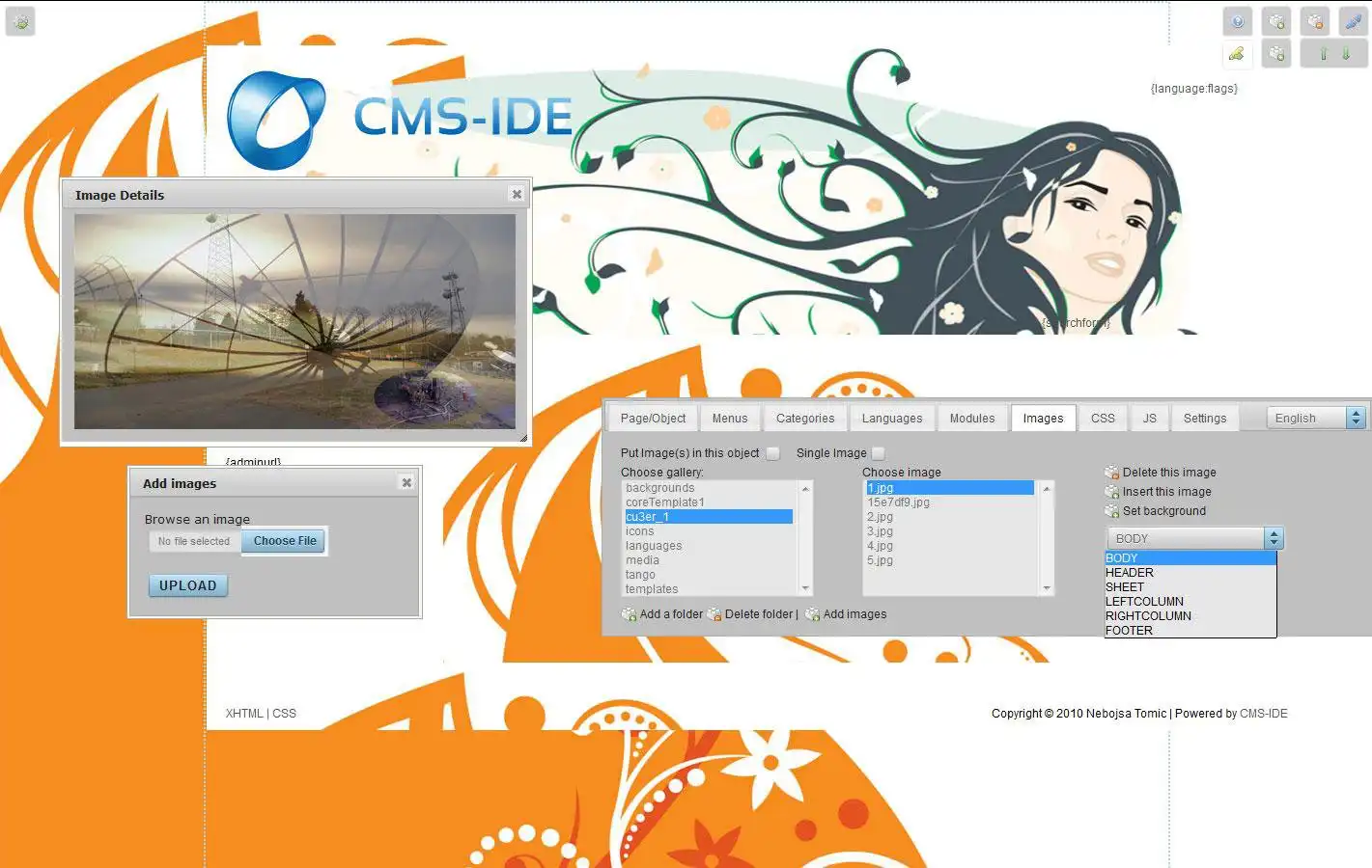 Download web tool or web app CMS-IDE, Zend Framework based CMS