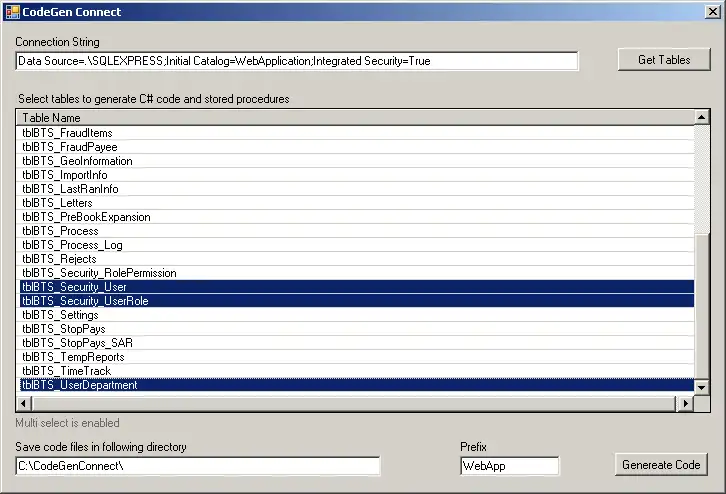 Download web tool or web app Code Generator for .Net and SQL Server