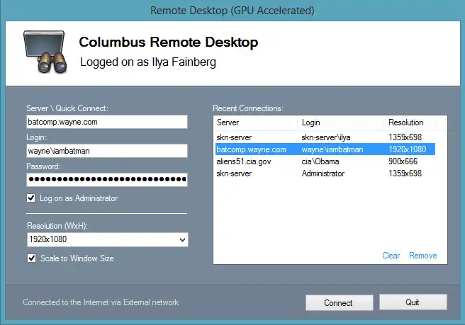 Download web tool or web app Columbus Remote Desktop