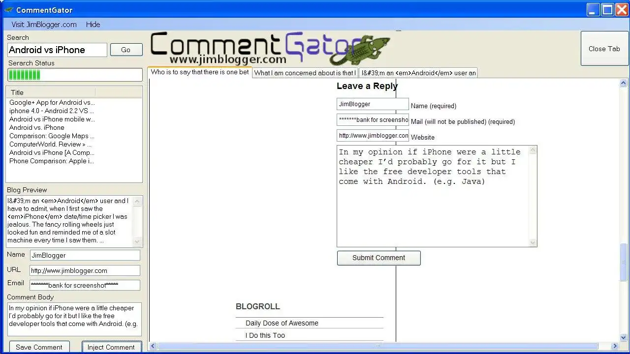 Download web tool or web app CommentGator