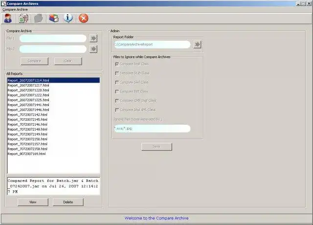 Download web tool or web app Compare Archives  Report Generation
