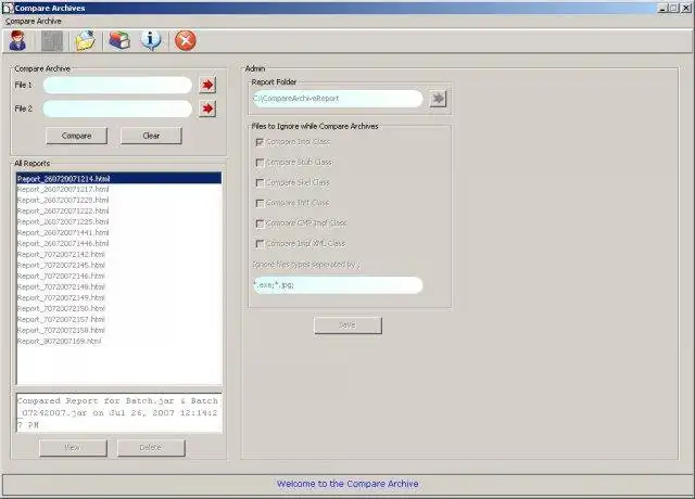 Download web tool or web app Compare Archives  Report Generation