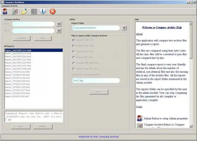 Download web tool or web app Compare Archives  Report Generation