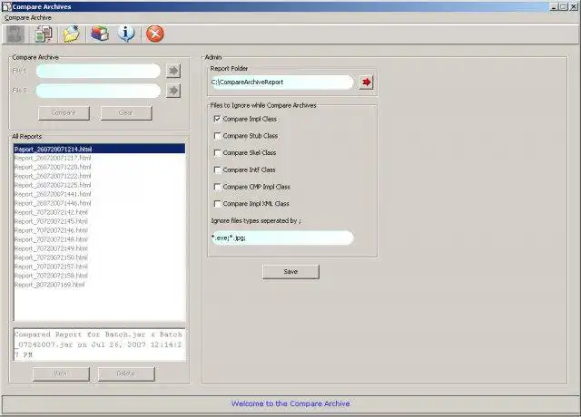 Download web tool or web app Compare Archives  Report Generation