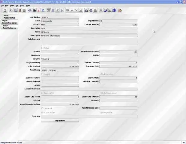 Download web tool or web app Compiere Fixed Assets