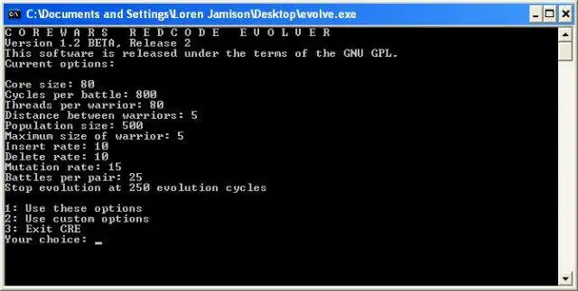 Download web tool or web app Corewars Redcode Evolver (CRE) to run in Windows online over Linux online