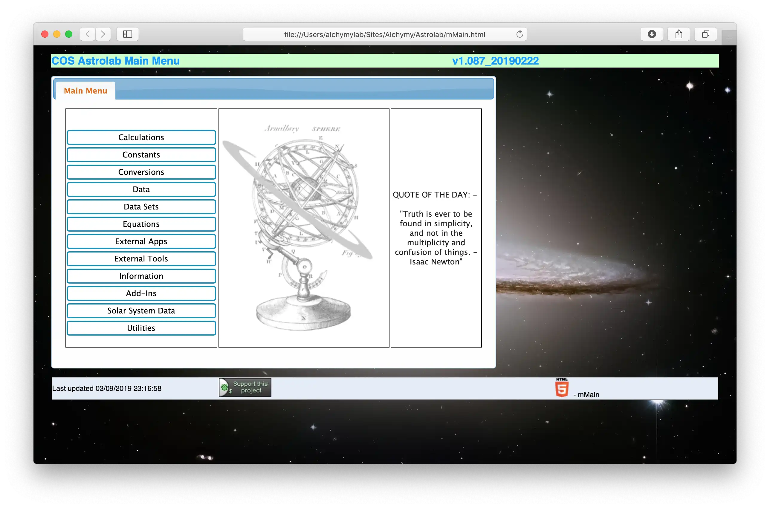 Download web tool or web app COS - Astrolab to run in Linux online