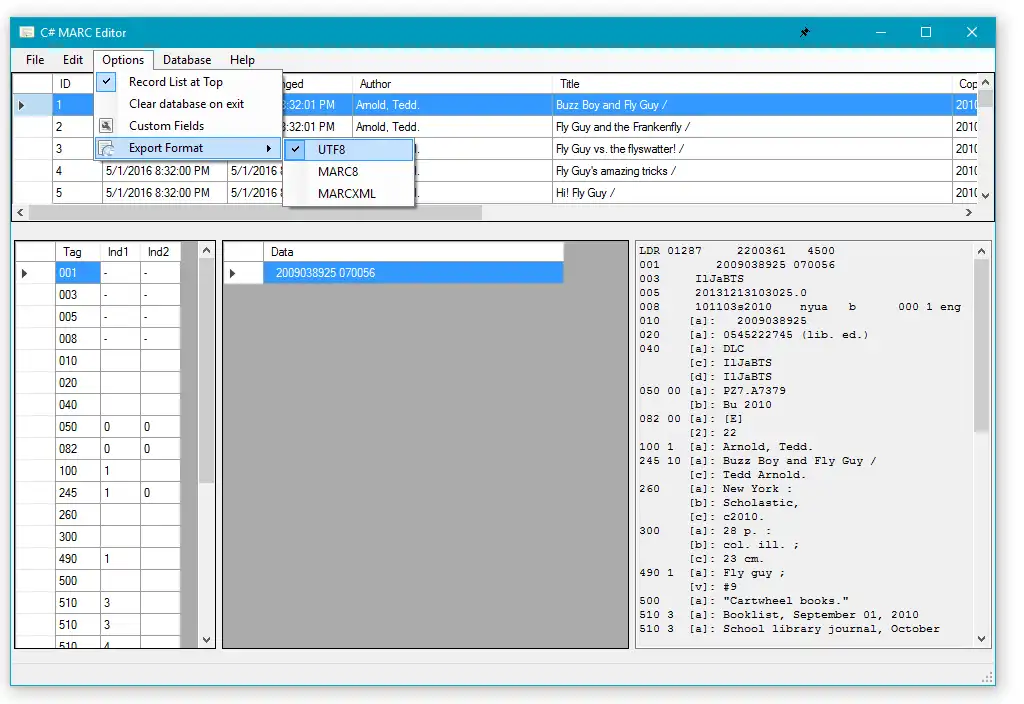 Download web tool or web app CSharp MARC