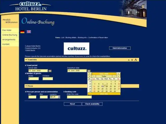 Download web tool or web app CultBooking Hotel Booking System