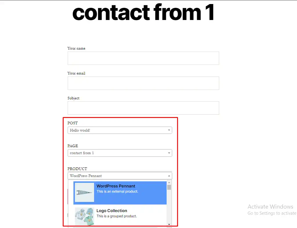 Скачать веб-инструмент или веб-приложение Пользовательское поле списка типов сообщений для контакта
