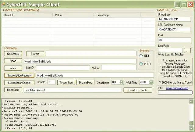 Download web tool or web app CyberOPC Sample Client to run in Linux online