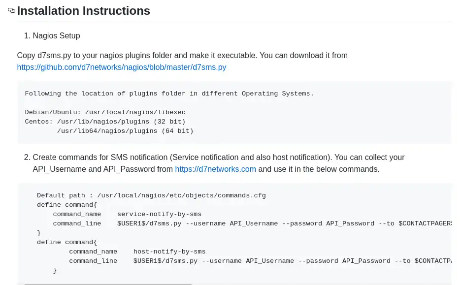 Web aracını veya web uygulamasını indirin D7 SMS - Nagios