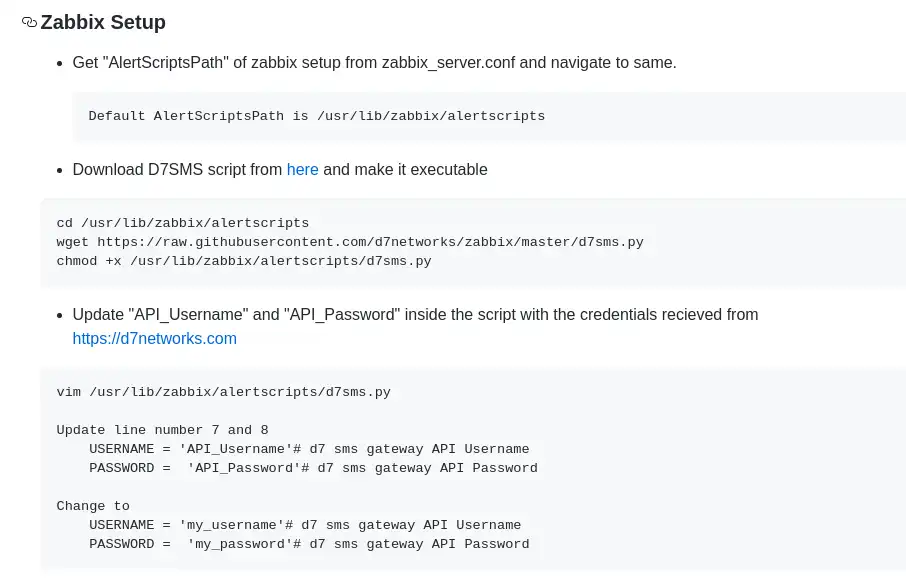 Download web tool or web app D7 SMS - Zabbix