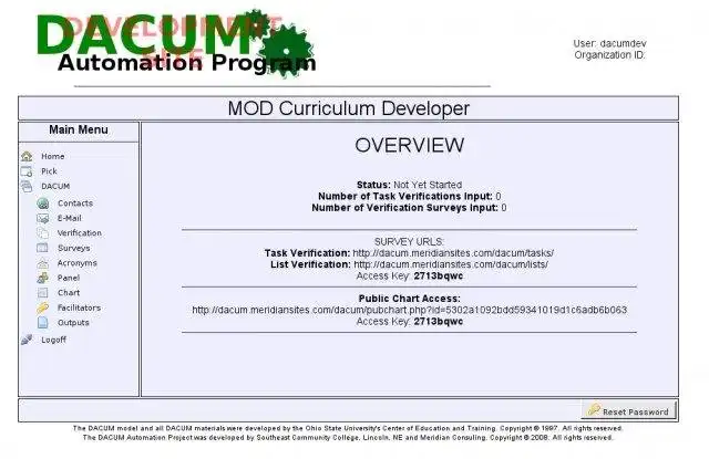 Download web tool or web app DACUM Automation Program