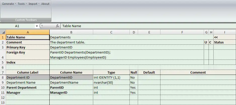 Download web tool or web app database modeling excel