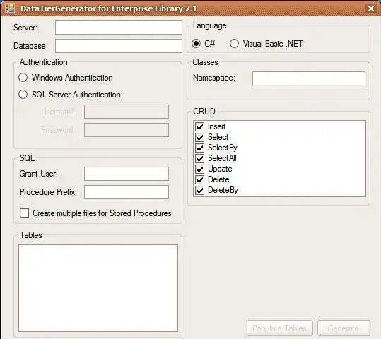 Download web tool or web app DataTierGenerator for Enterprise Library