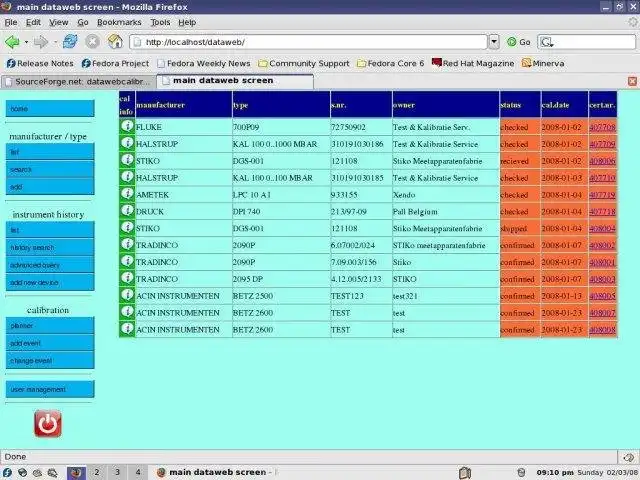 Download web tool or web app dataweb calibration management