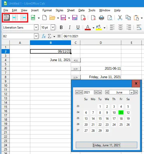 Date Picker Calendar LibreOffice Calc download for Windows