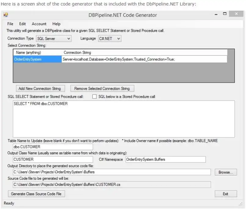 Download web tool or web app DbPipeline.NET