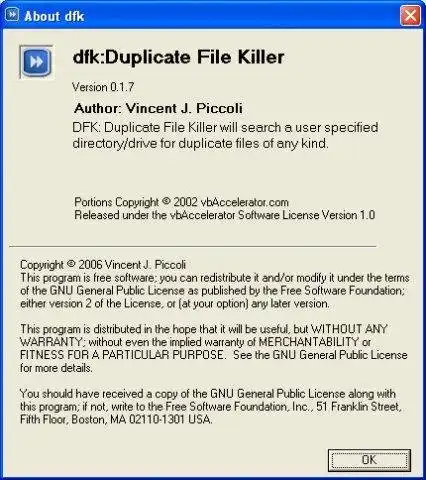 Download web tool or web app DFK:  Duplicate File Killer