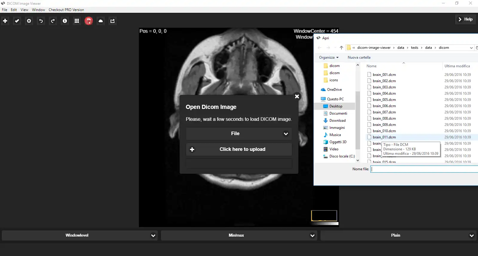 Download web tool or web app DICOM Image Reader to run in Windows online over Linux online