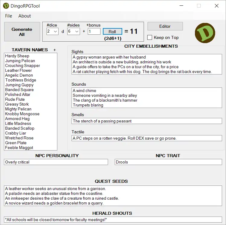 Download web tool or web app DingoRPGTool