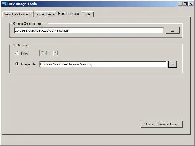 Download web tool or web app Disk Image Tools