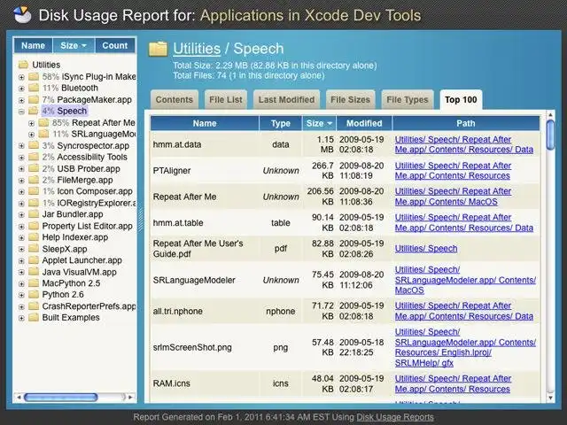 Download web tool or web app Disk Usage Reports