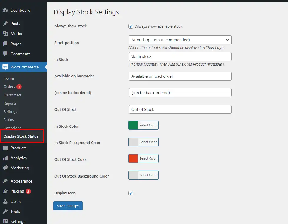 Descargue la herramienta web o la aplicación web Mostrar el estado del stock para Woocommerce