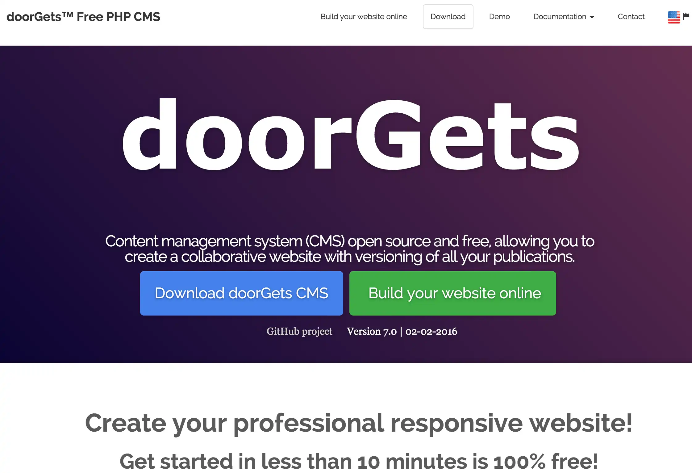 دانلود ابزار وب یا برنامه وب DoorGets CMS - Responsive/Bootstrap PHP