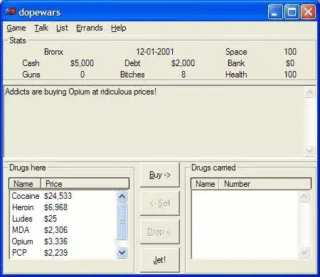 Download web tool or web app dopewars drug dealing game