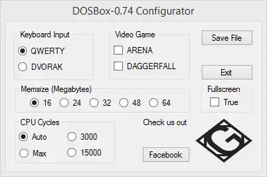 Download web tool or web app DOSBox-0.74 Configurator